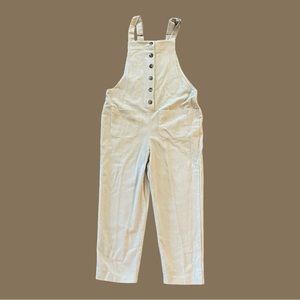 Day to Day Blu Pepper Women’s Cream Tan Button Corduroy Overalls Size Medium
